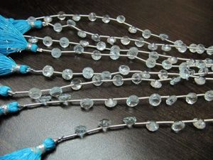 Perles de topaze bleue naturelle authentique, forme ronde, facettées, 3 mm, non traitées, brin de 8 pouces - Product Image 4