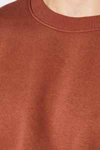 Sweat-shirt à col rond pour homme, coupe classique, tricoté, manches longues, couleur unie, style décontracté, pull-over, couleur rouille - Product Image 6