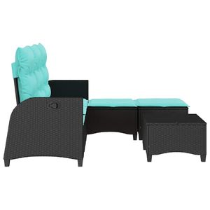 Juego de Sofás de Patio en Forma de L de 3 Piezas, de Ratán Sintético Negro, con Cojines para Uso en Jardín - Product Image 5