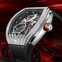 Montres mécaniques automatiques de luxe pour hommes I&W Carnival, boîtier entièrement pavé de diamants, résistantes à l'eau