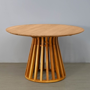 Ensemble de table à manger en teck chinois moderne et durable, design rond de 140 cm, pour la maison, la cuisine et la restauration - Product Image 1