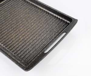 Big Roast <b>pan</b> 38 - Roast <b>pan</b> <b>Cast</b> Aluminum Nonstick Square and Round Cookware with Long Lasting Marble Coating - Product Image 2