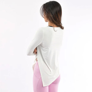 Camiseta Deportiva de Manga Larga para Mujer, Diseño con Corte en V Lateral, Corte Holgado, Ropa de Gimnasio al Por Mayor, Absorbe el Sudor - Product Image 6