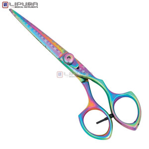 Ciseaux de barbier professionnels en acier inoxydable de 6,5 pouces avec manche à triple perforation, lame fixe à crochet et bord de coupe lisse - Product Image 5