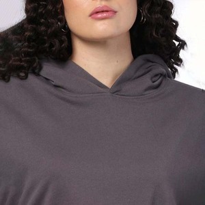 Sudadera con capucha para mujer, de hombros caídos, manga larga, corta, holgada, de color liso, tipo jersey, sudadera con capucha para mujer - Product Image 4