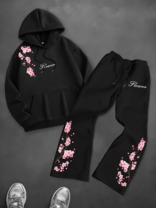 Ensemble de survêtement unisexe en polaire respirant, sweat à capuche et pantalon de jogging doux, chaud pour l'hiver, décontracté, sportswear personnalisé - Product Image 1