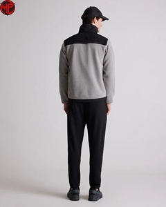Men's Color Blocking <b>Fleece</b> <b>Jacket</b> Stand Collar Zipper Closure Windproof Casual Autumn Wear Regular Fit Gray <b>Black</b> Polyester - Product Image 6