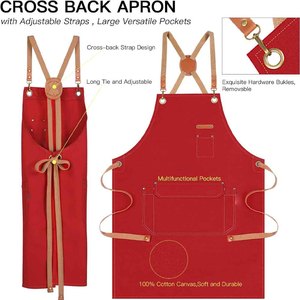 Wholesale Canvas <b>Kitchen</b> <b>Apron</b> Custom Logo Cotton Chef <b>Apron</b> Waterproof Adjustable Cooking <b>Apron</b> with Pockets - Product Image 2