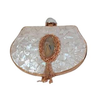 Bolso de mano azul real 2026 con detalles de perlas y piedras, MOP BAG para damas, precio mayorista India - Product Image 1