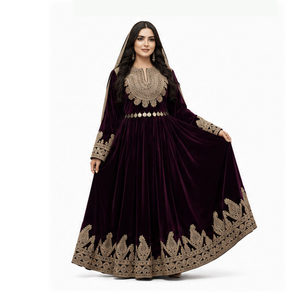 Vestido Maxi Tradicional Indio-Pakistaní para Mujer, Largo hasta el Suelo, con Bordado de Espejos, Corte Holgado, para Bodas, Estilo Afgano Kuchi - Product Image 1