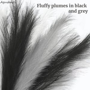 8 Piezas de Decoración de Hierba de Pampas Artificial Negra, 35 Tallos de Hierba de Pampas Artificial Esponjosos y Altos, Flor Blanca, Planta Artificial Grande - Product Image 5