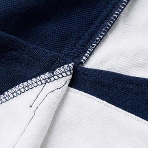 Venta al por Mayor de Camisetas Formales de Verano para Hombre en Tela de Rizo, con Logotipo Personalizado Impreso, Poliéster Liso Blanco y Azul - Product Image 5
