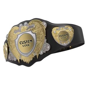 Cinturón de Campeonato con Logotipo Personalizado, Diseño en Cuero Negro y Dorado con Placas con Logotipo Personalizado, Cinturón de Lucha Libre de Primera Calidad para Fanáticos - Product Image 6