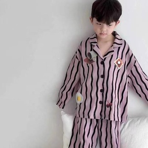Nouveau style de vêtements de nuit pour enfants coréens (garçons et filles)-Printemps/Automne 2025-Ensemble de vêtements de maison à manches longues-Ensemble deux pièces <span class=keywords><strong>Merlot</strong></span> - Product Image 4