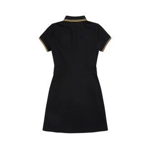 Vintage French Style 2025 Lady Polo Collar Short Sleeve Pleated Hem Wear Women A-line Solid Knit <b>Mini</b> - Product Image 3