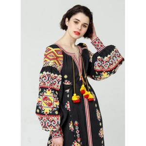 Vestido Maxi Étnico Bordado para Mujer, Estilo Bohemio Vintage, de Algodón Ecológico, con Cintura Natural y Borlas - Product Image 3