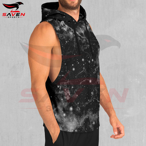 Sweat à capuche pour homme avec imprimé galaxie cosmique, noir, respirant, doux au toucher, sans manches, avec design personnalisé, service OEM ODM de la plus haute qualité 2026 - Product Image 2