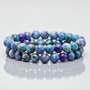 Natural Azurite Malachite Smooth Round AA Grade <b>Gemstone</b> Beads Stretch <b>Bracelet</b> Healing Jewelry Wholesale - Product Image 2