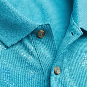 Men's <b>Turquoise</b> Short Sleeve Polo <b>Shirt</b> With Dot Pattern Knitted 100% Polyester Breathable Casual Regular Fit - Product Image 4