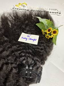 Kinky Straight Yaki Style 100% Bundles de cheveux vietnamiens bruts vierges non transformés Extensions de trame Cheveux de couleur naturelle - Product Image 4