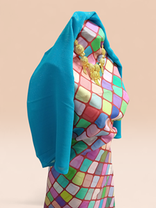 Multicolor Woven Slub German for Dirac Full Set with Teal <b>Shawl</b> & Brown Garbasaar | Luxury Girls <b>Wedding</b> Dress - Product Image 2