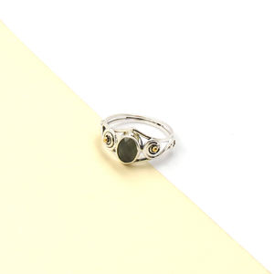Grey Chalcedony <b>Statement</b> <b>Ring</b>, Chalcedony Oval Gemstone <b>Ring</b> Checker Cut, <b>Silver</b> Plated Minimalist Boho <b>Ring</b>, Nickel Free Brass - Product Image 4