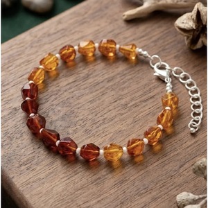 Pulsera de Hessonita (Gomed) facetada pulida, hecha a mano, de granate natural, brazalete de cristal con cuentas, venta al por mayor, brazaletes de cristal curativos - Product Image 1