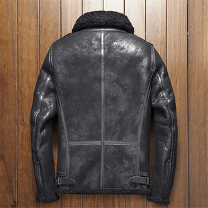 Men's Brown Genuine Leather <b>Biker</b> <b>Jacket</b> With Sherpa Lining Windproof Winter Moto Style Zipper Closure Regular Fit - Product Image 5