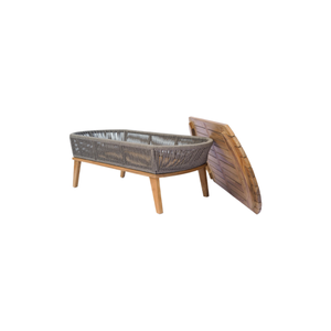 Table basse moderne en teck massif de haute qualité avec corde tressée pour usage extérieur - Product Image 3