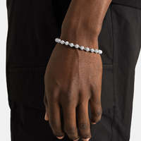 Bracelet tennis en argent sterling 925 avec micro-pavé de perles rondes, bracelet de luxe réglable pour hommes et femmes