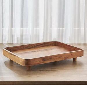 Plateau de service en bois naturel éco-responsable, fait main en bois d'acacia, plateau de présentation alimentaire, fabriqué avec des matériaux de haute qualité - Product Image 5