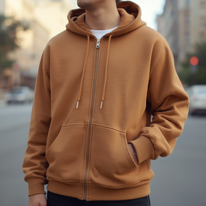 เสื้อฮู้ดซิปทรงบ็อกซี่ ผ้าฝ้ายฟลีซแบบโอเวอร์ไซส์ พร้อมบริการรับผลิตแบบ OEM ODM - Product Image 2