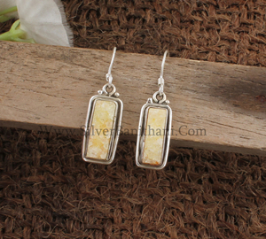 Boucles d'oreilles clous en argent sterling 925 avec druse d'agate jaune naturelle scintillante pour femme, bijoux de mode en gros - Product Image 2