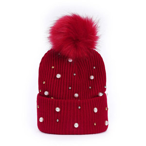 Gorro de Punto Cálido de Moda a Bajo Precio, Mezcla de Lana, Bordado 3D, Decoración de Cristal, con Acentos de Piedras Brillantes de Lujo para Invierno - Product Image 3