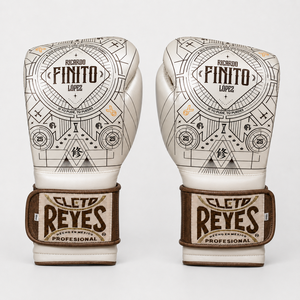 Cleto Reyes <b>White</b> Brown FINITO LOPEZ <b>Boxing</b> <b>Gloves</b> With Full Finger Hook And Loop Closure Professional For Adults - Product Image 4