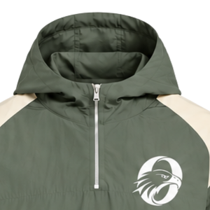 Mens Olive Green Neutral Colorblock Windbreaker <b>Hoodie</b> <b>Lightweight</b> Quarter Zip Pullover Jacket Outdoor Sports Casual Wear - Product Image 3
