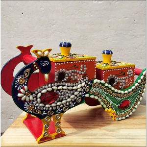 Boîte décorative Art Déco Peacock Heritage Indian pour Diwali, Fête de l'Indépendance, Anniversaire, Baby Shower, Retraite et Condoléances - Product Image 1