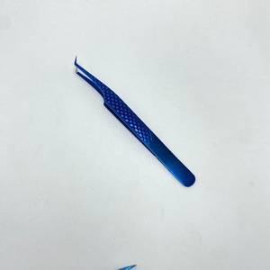 Pinzas de extensión de pestañas de acero inoxidable con agarre de diamante de alta calidad, de 12cm punta suave, embalaje de logotipo personalizable recién llegado - Product Image 5