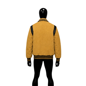 Chaqueta Varsity Clásica Dorada con Letras para Hombre, Ajuste Cómodo, Premium, para Uso Diario en Invierno y Otoño, Corte Regular, Color Sólido, con Botones - Product Image 2