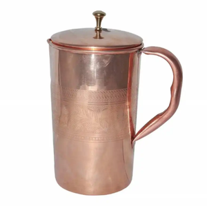Carafe en cuivre pur avec 6 tasses en cuivre pur, ensemble de tasses martelées pour Moscow Mule - Product Image 1