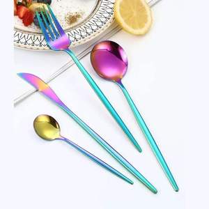 Ensemble de couverts élégants en acier inoxydable, finition miroir, couteau, fourchette, cuillère, à prix avantageux - Product Image 4