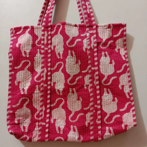 Quilted Cotton <b>Tote</b> Bag Eco Friendly Handmade Reusable Shopping Carry Bag Soft Durable Everyday Cotton <b>Tote</b> Bag - Product Image 1