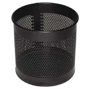 Poubelle de luxe en acier inoxydable brossé, ronde, perforée, en métal, moderne, pour bureau, hôtel, salle de bain - Product Image 6