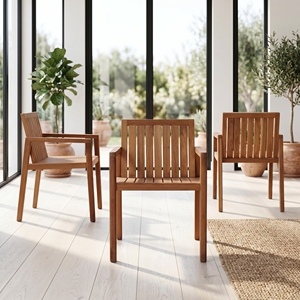 New Modern Minimalist Wholesale Teak Wood Armchair Natural Finish Outdoor Garden <b>Dining</b> <b>Chairs</b> Luxury Patio Restaurant Furniture - Product Image 4