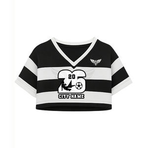เสื้อฟุตบอลครอปแบบกำหนดเอง ปักชื่อและหมายเลขได้ เสื้อทีมครอปสำหรับผู้หญิง เสื้อสตรีทแวร์ฮิปฮอป - Product Image 2