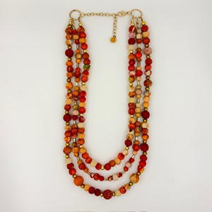 Collier en résine perlée fait main écologique à motif de boules, style bohème unisexe, chaîne plaquée or, bijou statement multicouche - Product Image 6