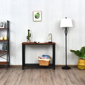 Adjustable <b>Feet</b> Wood Console <b>Sofa</b> Table with Storage Shelf 1PC Console Tables Product Category - Product Image 4