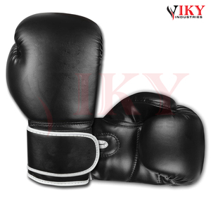 Gants de boxe en cuir artificiel avec logo personnalisé, bordure noire et blanche, ajustement ergonomique, haute durabilité, absorption des chocs multicouche - Product Image 3