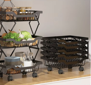 Five Tier Metal <b>Storage</b> <b>Rack</b> With Wheels For <b>Kitchen</b> Food Organization Durable Powder Coated Steel Standing Organizer - Product Image 2