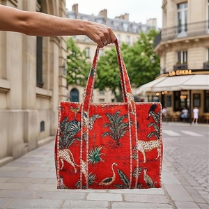 Bolsa de Mano de Lona de Algodón con Estampado Animal, Impresa a Mano, de Gran Capacidad, con Correa Ajustable para el Hombro, para Compras, Viajes y Uso Diario - Product Image 4